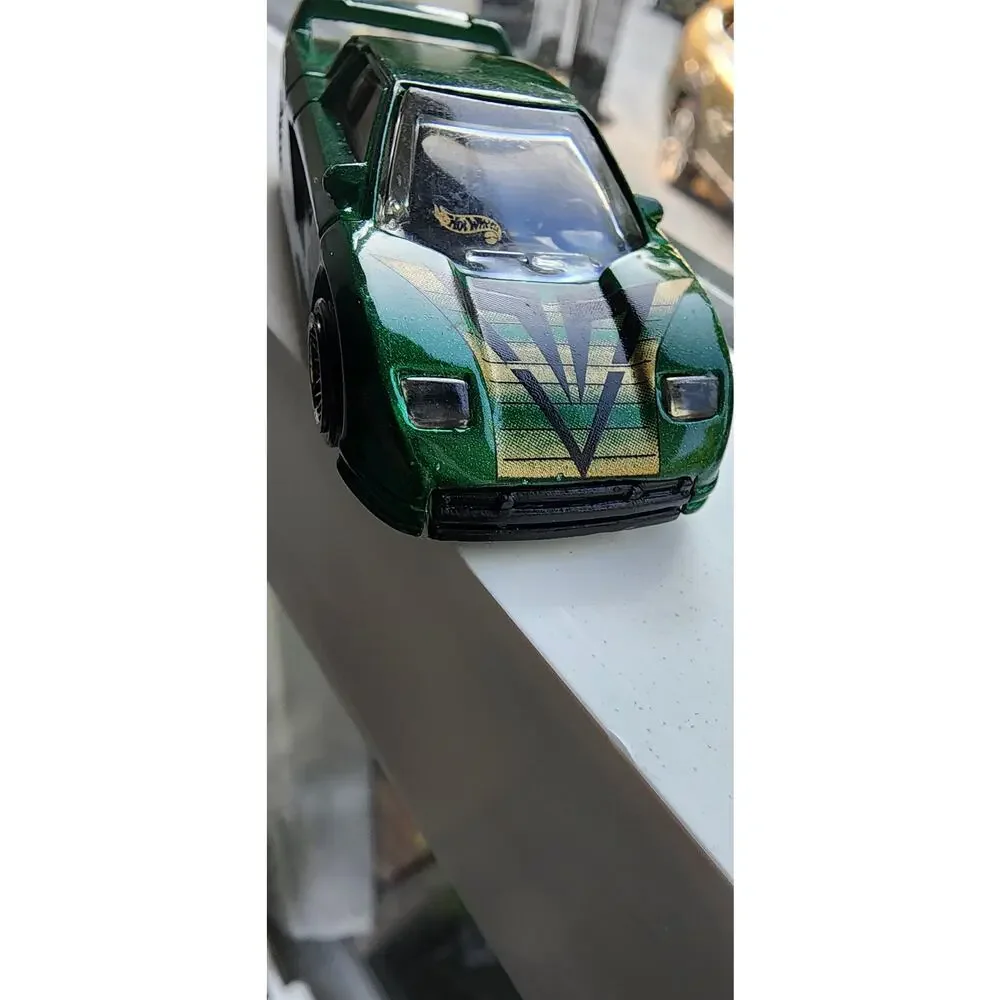 Hot Wheels Green Sports Car Gold Hood Graphics Mattel Diecast Loose